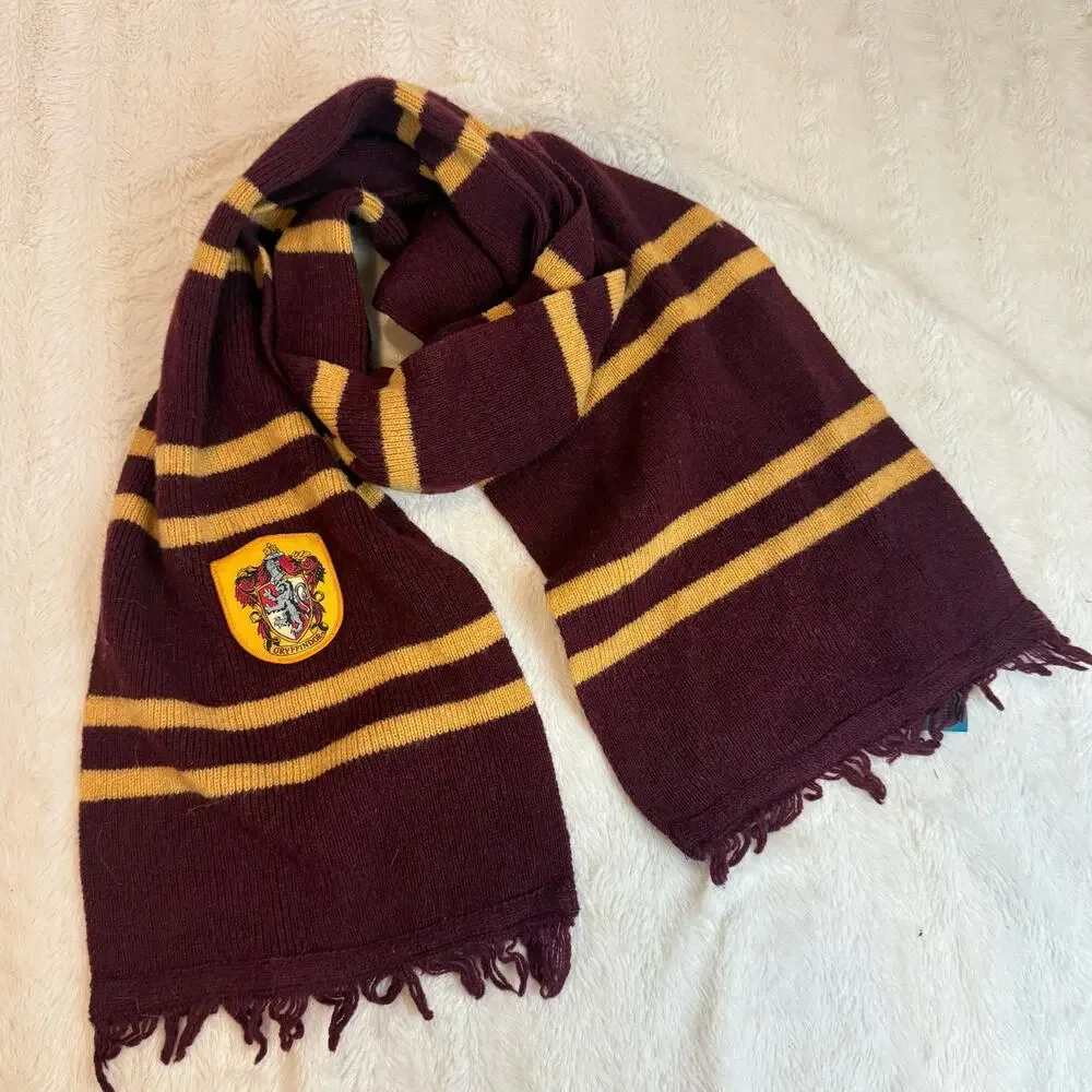 Vintage Harry Potter Lambswool Lamb Wool Scarf Burgundy Gold Gryffindor